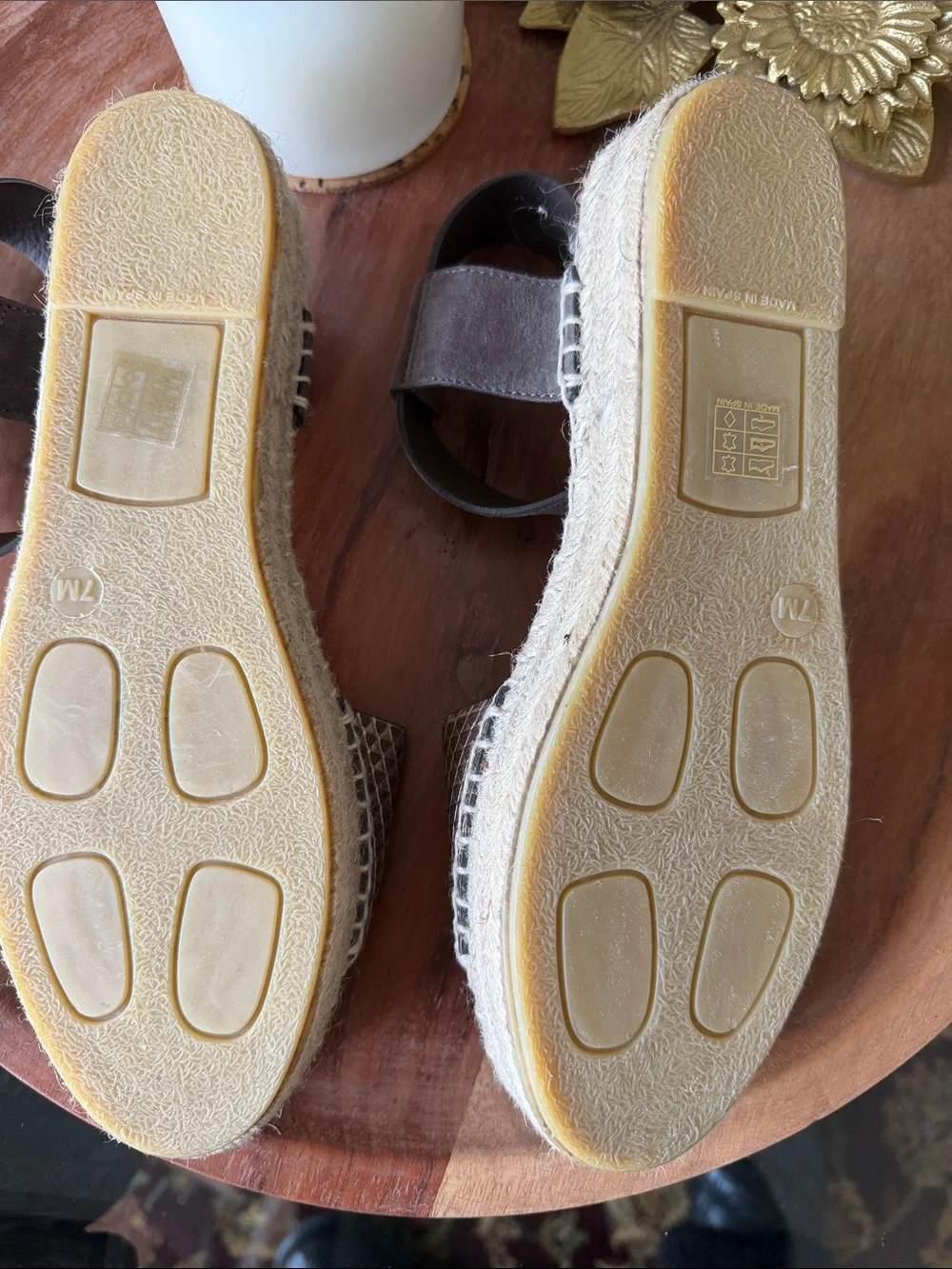 Vince Brown Woven Leather Espadrille Sandals